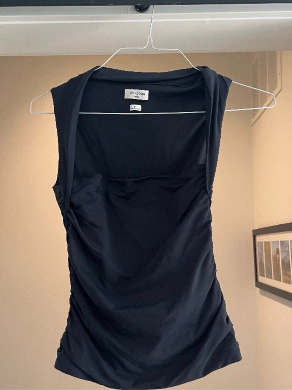 Aritzia Contour Ruched Sleeveless Cowl Neck Top Navy Size M